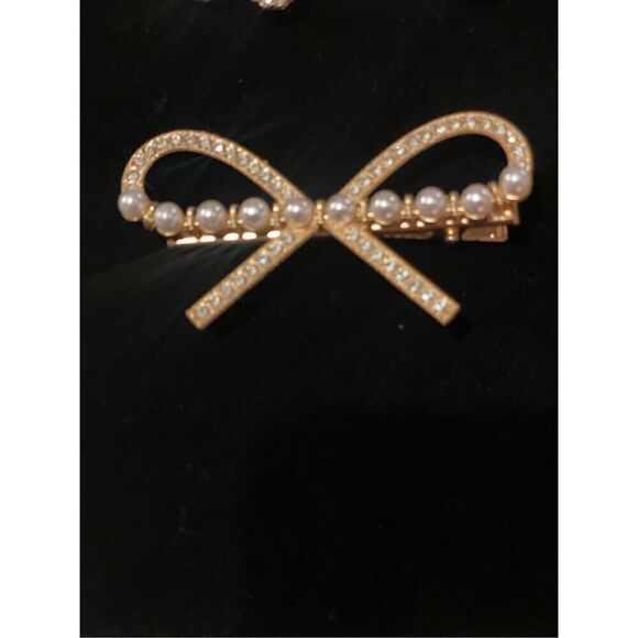 Hair Clips Set of 4 Pearls & Rhinestones Party Holidays - Picture 6 of 9